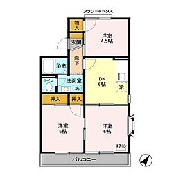 グランメールめぐみ　Ａ 2階3DKの間取り