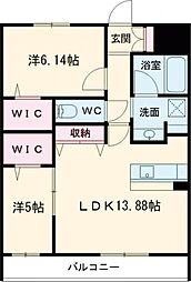 LIBTH大津 3階2LDKの間取り