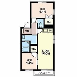 ビューラー伊坂B 2LDKの間取図画像