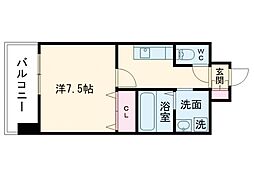 ハッピーマンション南熊本 2階1Kの間取り