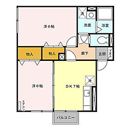 ＳＴキャッスル 2階2DKの間取り