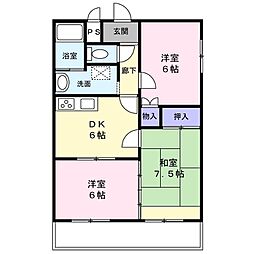 ソレアード 1階3DKの間取り