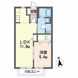 JR東北本線 岩沼駅 徒歩30分の賃貸アパート 2階1LDKの間取り