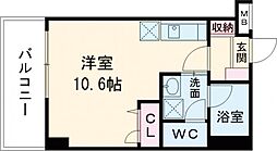 コネクト新水前寺 6階ワンルームの間取り