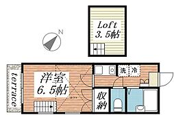 桐生第6レジデンス 1階1Kの間取り