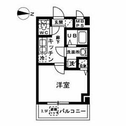 YAMATE 3階1Kの間取り