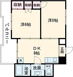 第5ノブハウス 5階2DKの間取り