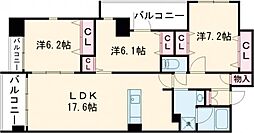 S.PROUD水前寺駅前 2階3LDKの間取り