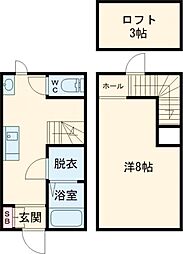 Cross(クロス)B棟 1DKの間取図画像
