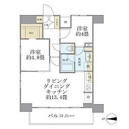 デュオフラッツ葛西 13階2LDKの間取り
