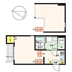 F studio東仙台 2階1Kの間取り