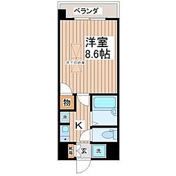 ルーメスト原町 5階1Kの間取り