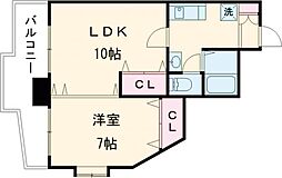 ライズ大江 9階1LDKの間取り