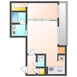 カレラ学園前 2階1LDKの間取り