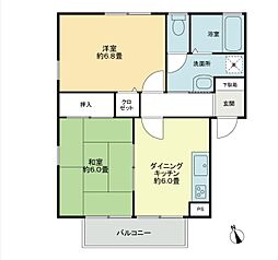 フォブール鶴見Ｂ 2階2DKの間取り