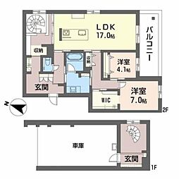 Ｅｌｅｎａ大江 2階2LDKの間取り