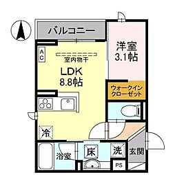 D-Grande常盤町 1階1LDKの間取り