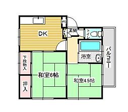 第2千早ビル 2階2DKの間取り