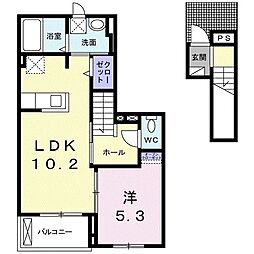casafeliceE-5 1LDKの間取図画像