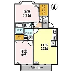 メゾン栄町III 2階2LDKの間取り