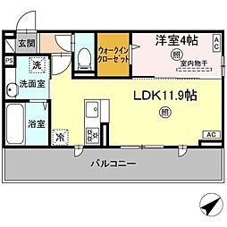 オーク・ヴィラ尾ノ上 2階1LDKの間取り