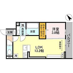 (仮)D-ROOM川端町 1LDKの間取図画像