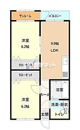 ヴィンテージ 3階2LDKの間取り
