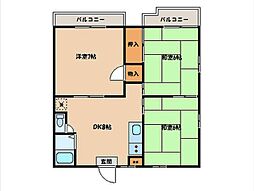 ハイツハナブサII 1階3DKの間取り
