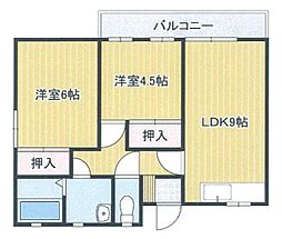 コーポ華 2階2LDKの間取り