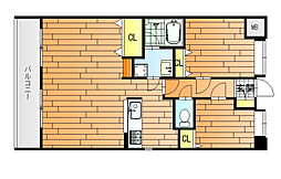 JR可部線 梅林駅 徒歩6分の賃貸マンション 3階2LDKの間取り