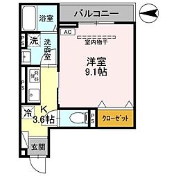 JR高崎線 高崎駅 徒歩5分の賃貸アパート 2階1Kの間取り