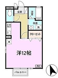 ハイツハーバー 2階ワンルームの間取り