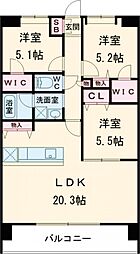 LIBTH原水 7階3LDKの間取り