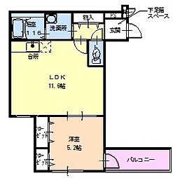 フジパレスリーブズテラス 1LDKの間取図画像