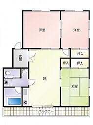 コーポ三宅 3階3DKの間取り