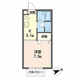 ＨＩＬＬＳ・ＭＩＫＩ 203 2階1Kの間取り