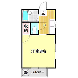 ハイツいまい2 1階1Kの間取り