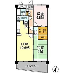 グランウィング 2階2LDKの間取り