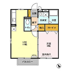 JR常磐線 土浦駅 徒歩35分の賃貸アパート 2階1LDKの間取り