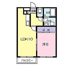 クレインブルー 2階1LDKの間取り