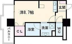 コネクト新水前寺 4階ワンルームの間取り