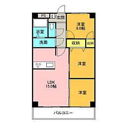 プロミネント四日市 3LDKの間取図画像