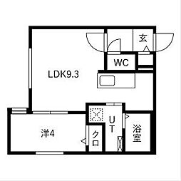 La・isola月寒(ライゾラツキサム) 4階1LDKの間取り