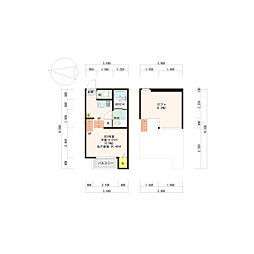 スカイトピア旭ヶ丘 2階1Kの間取り