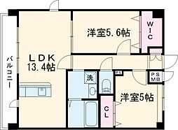 SpringCourt近見 2LDKの間取図画像