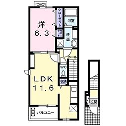 アンジェールC 1LDKの間取図画像