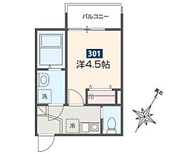 MELDIA小川 3階1Kの間取り