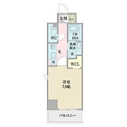 プレイズシード浅間町 7階1Kの間取り