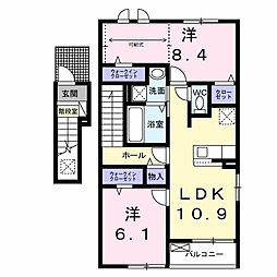モルト・フェリーチェＢ 2階2LDKの間取り