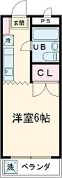 リバーサイド田園 1Kの間取図画像